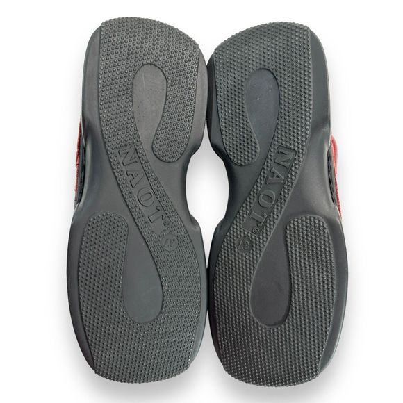 NAOT Mule Clog Shoe Sz EU 37 US 6 Red Leather Kimono Cherry Blossom Slip Ons - Picture 9 of 10